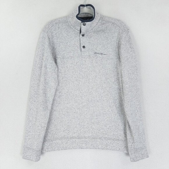 Eddie Bauer Other - Eddie Bauer Sweater Mens Medium Gray Radiator Fleece Mock Neck Snap Pullover